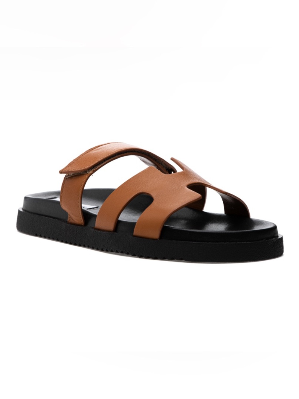 Steve Madden Women’s Cognac Leather Dual-Strap Slide Sandals Mayven Sz 8 - Picture 5 of 8